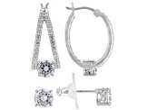 Pre-Owned White Cubic Zirconia Platineve(R) Earrings. Set of 2 (4.80ctw DEW)