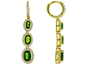 Pre-Owned Green Chrome Diopside 18k Yellow Gold Over Silver Dangle Earrings 3.96ctw