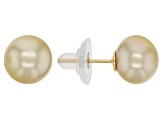 Pre-Owned Golden Cultured South Sea Pearl 18k Yellow Gold Over Sterling Silver Stud Earrings