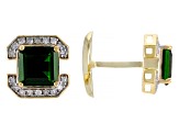 Pre-Owned Green Chrome Diopside 10k Yellow Gold Cuff Links 4.72ctw