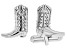 Pre-Owned Mens Rhodium Over Sterling Silver Cowboy Boot Cufflinks