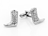 Pre-Owned Mens Rhodium Over Sterling Silver Cowboy Boot Cufflinks