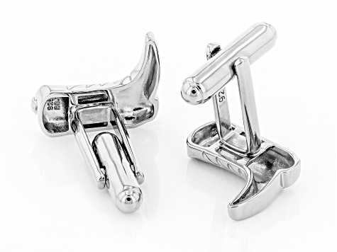 Pre-Owned Mens Rhodium Over Sterling Silver Cowboy Boot Cufflinks