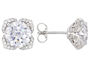 Pre-Owned White Cubic Zirconia Rhodium Over Sterling Silver Earrings 14.79ctw
