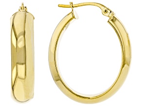 Pre-Owned 14K Yellow Gold 5.7x14MM D-Shape Oval Tube Hoop Earrings