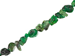 Pre-Owned Bahia Brazilian Emerald in Matrix Free Form Nugget Endless Bead Strand appx 24"