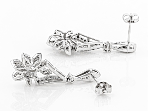 Pre-Owned White Lab-Grown Diamond 14k White Gold Dangle Earrings 1.30ctw
