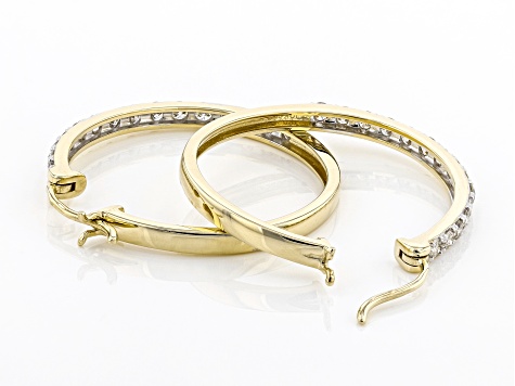 Pre-Owned White Diamond 10k Yellow Gold Hoop Earrings 0.95ctw