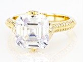 Pre-Owned Whitw Cubic Zirconia 18k Yellow Gold Over Sterling Silver Ring 9.07ctw