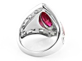 Pre-Owned Red Lab Created Ruby Rhodium Over Sterling Silver Ring 2.89ct