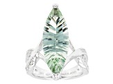 Pre-Owned Green Brazilian Prasiolite Rhodium Over Sterling Silver Solitaire Ring 8.25ctw.