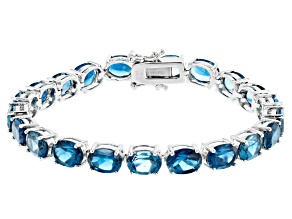 Pre-Owned London Blue Topaz Rhodium Over Silver Tennis Bracelet 27.00ctw