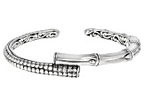 Pre-Owned Sterling Silver "Supremely Happy Forever" Bamboo Detail Bypass Bracelet