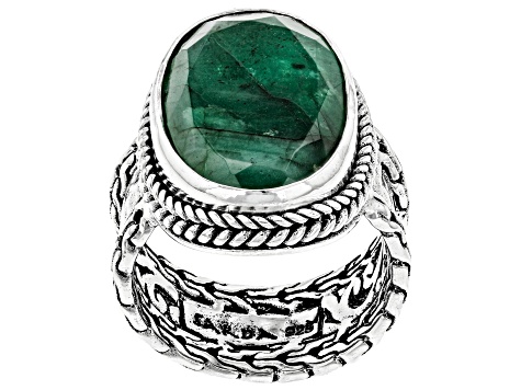 Details about  / Solid 925 Sterling Silver Ring Emerald Facetedi Solitaire Ring Jewelry GESR181J