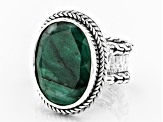 Pre-Owned Emerald Sterling Silver Solitaire Ring