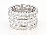 Pre-Owned White Cubic Zirconia Rhodium Over Sterling Silver Eternity Band Rings- Set of 5 6.80ctw