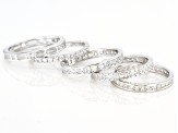 Pre-Owned White Cubic Zirconia Rhodium Over Sterling Silver Eternity Band Rings- Set of 5 6.80ctw