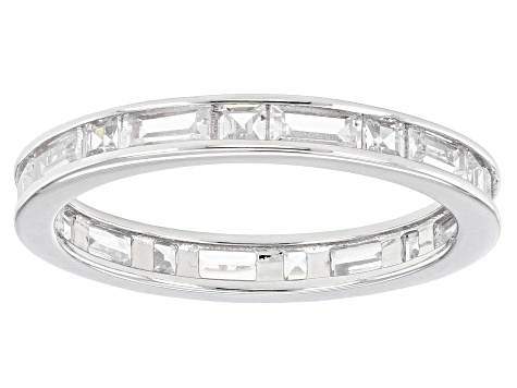 Pre-Owned White Cubic Zirconia Rhodium Over Sterling Silver Eternity Band Rings- Set of 5 6.80ctw