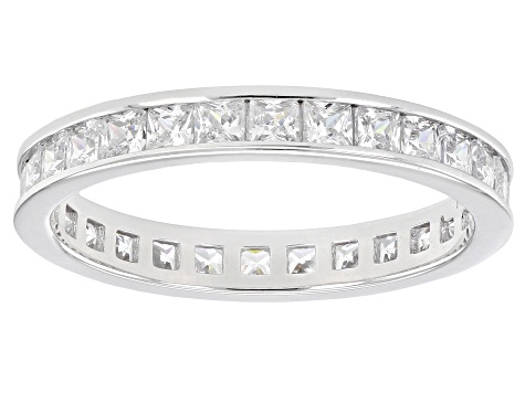 Pre-Owned White Cubic Zirconia Rhodium Over Sterling Silver Eternity Band Rings- Set of 5 6.80ctw