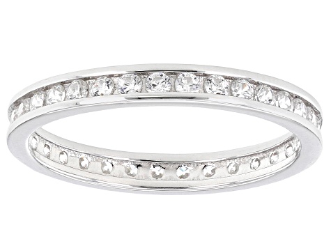 Pre-Owned White Cubic Zirconia Rhodium Over Sterling Silver Eternity Band Rings- Set of 5 6.80ctw