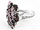 Pre-Owned Multi-Color Spinel Rhodium Over Silver Ring 2.78ctw