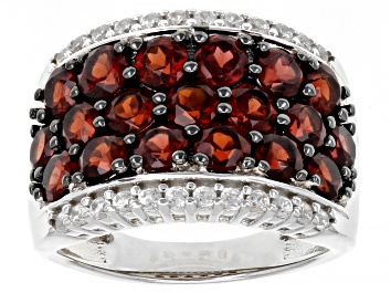 Picture of Pre-Owned Red Garnet rhodium over sterling silver ring 4.01ctw