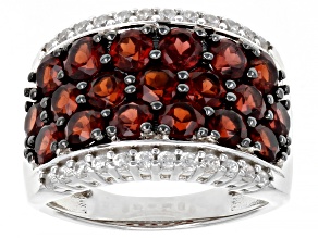 Pre-Owned Red Garnet rhodium over sterling silver ring 4.01ctw