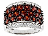 Pre-Owned Red Garnet rhodium over sterling silver ring 4.01ctw