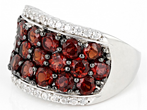 Pre-Owned Red Garnet rhodium over sterling silver ring 4.01ctw