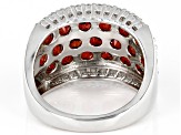 Pre-Owned Red Garnet rhodium over sterling silver ring 4.01ctw