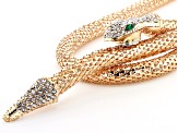 Pre-Owned Crystal Gold tone snake necklace