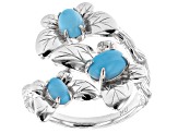 Pre-Owned Blue Sleeping Beauty Turquoise Rhodium Over Silver Bypass Ring