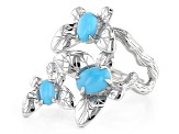 Pre-Owned Blue Sleeping Beauty Turquoise Rhodium Over Silver Bypass Ring