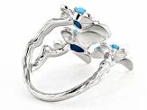 Pre-Owned Blue Sleeping Beauty Turquoise Rhodium Over Silver Bypass Ring