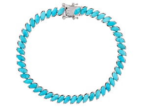 Pre-Owned Blue turquoise rhodium over silver bracelet