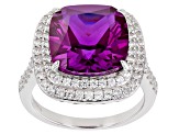 Pre-Owned Lab Created Purple Sapphire Rhodium Over Silver Ring 9.25ctw