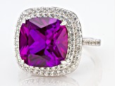 Pre-Owned Lab Created Purple Sapphire Rhodium Over Silver Ring 9.25ctw