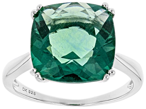 Pre-Owned Green Fluorite Rhodium Over Sterling Silver Ring 7.41ct