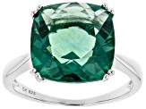 Pre-Owned Green Fluorite Rhodium Over Sterling Silver Ring 7.41ct