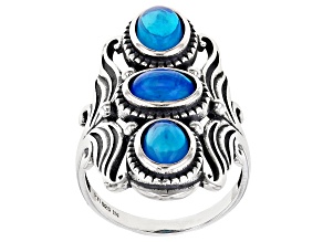 Pre-Owned Paraiba Blue Opal Sterling Silver Statement Ring 1.50ctw
