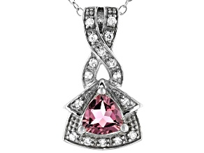 Pre-Owned Pink Tourmaline Rhodium Over Silver Pendant With Chain .66ctw