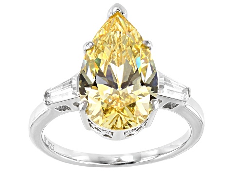 Pre-Owned Yellow And White Cubic Zirconia Rhodium Over Sterling Silver Ring 8.95ctw