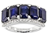 Pre-Owned Blue Sapphire Rhodium Over Sterling Silver Ring 6.16ctw