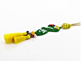 Pre-Owned Multicolor Bead Gold Tone Macaw Necklace