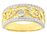Pre-Owned White Cubic Zirconia Rhodium And 18K Yellow Gold Over Sterling Silver Band Ring 1.26ctw