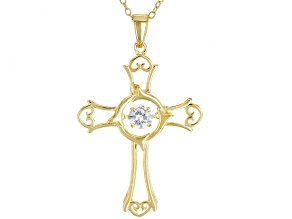 Pre-Owned White Cubic Zirconia 18k Yellow Gold Over Sterling Silver Pendant With Chain .45ctw