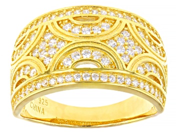 Picture of Pre-Owned White Cubic Zirconia 18K Yellow Gold Over Sterling Silver Band Ring 1.03ctw