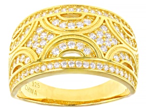 Pre-Owned White Cubic Zirconia 18K Yellow Gold Over Sterling Silver Band Ring 1.03ctw