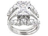 Pre-Owned White Cubic Zirconia Rhodium Over Sterling Silver Ring With Bands 7.09ctw