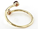 Pre-Owned Red Garnet 10k Yellow Gold Bypass Ring .22ctw